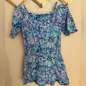 Lilly Pulitzer blue girls romper with skort, size large 8/10